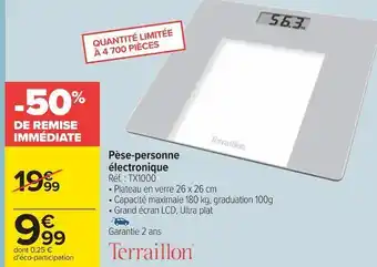Carrefour Terraillon pèse-personne électronique offre