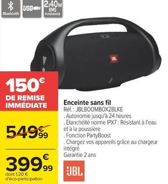 Carrefour Jbl enceinte sans fil offre