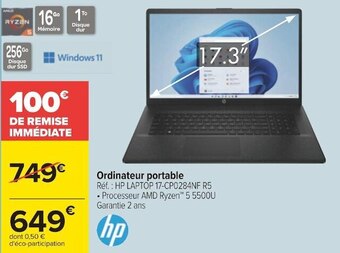 Carrefour Hp ordinateur portable offre
