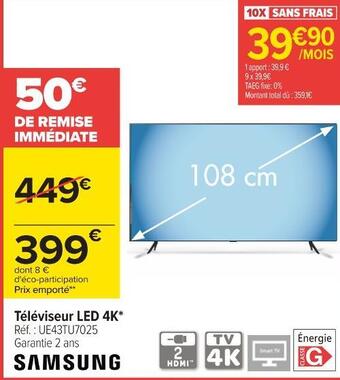 Carrefour Samsung téléviseur led 4k offre