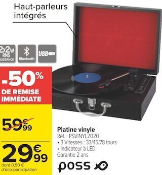 Carrefour Poss platine vinyle offre