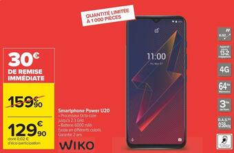Carrefour Wiko smartphone power u20 offre