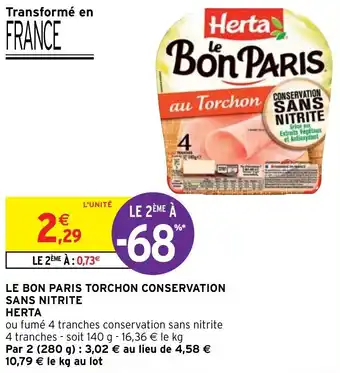 Intermarché Hyper Le bon paris torchon conservation sans nitrite herta offre