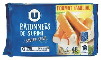 Super U BATONNETS DE SURIMI SAVEUR CRABE offre