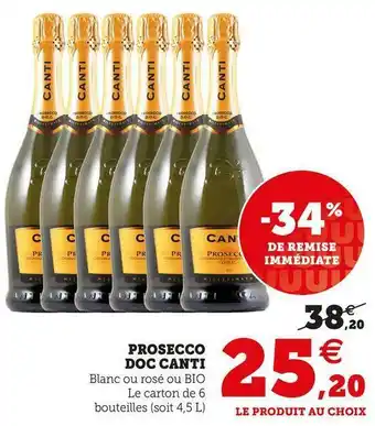 Super U PROSECCO DOC CANTI offre