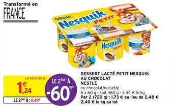 Intermarché Hyper NESTLÉ dessert lacté petit nesquik au chocolat offre