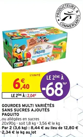 Intermarché Hyper PAQUITO gourdes multi variétés sans sucres ajoutés offre