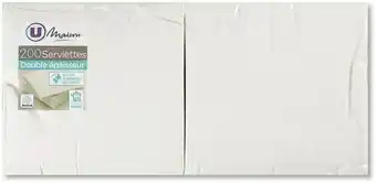 Super U 200 SERVIETTES BLANCHES offre