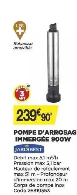 Bricomarché Pompe D'arrosage Immergée 900w Jardibest offre