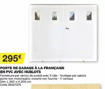 Bricomarché Porte De Garage à La Française En Pvc Avec Hublots offre