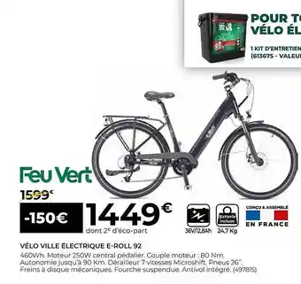 Feu Vert Vélo Ville électrique E-roll 92 offre