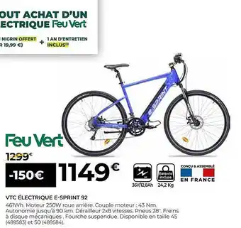 Feu Vert Vtc électrique E-sprint 92 offre