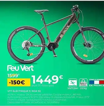 Feu Vert Vtt électrique E-rox 92 offre