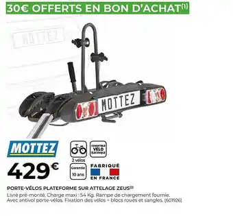 Feu Vert Porte-vélos Plateforme Sur Attelage Zeus Mottez offre