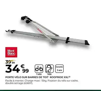 Feu Vert Porte-vélo Sur Barres De Toit Roofride Xxl Mont Blanc offre