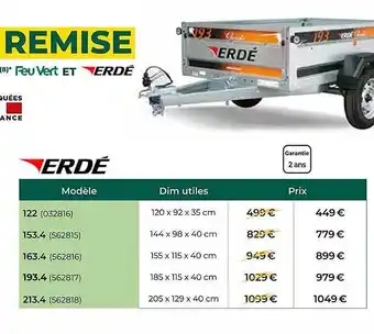 Feu Vert Erdé offre