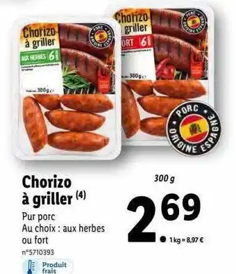 Lidl Chorizo à Griller offre