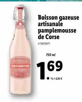 Lidl Boisson Gazeuse Artisanale Pamplemousse De Corse offre