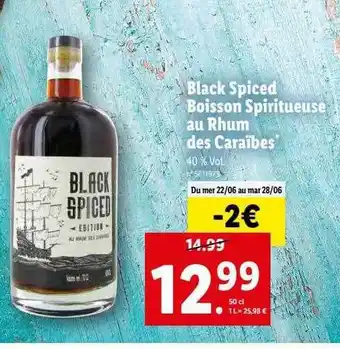 Lidl Black Spiced Boisson Spiritueuse Au Rhum Des Caraïbes offre