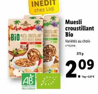 Lidl Muesli Croustillant Bio offre