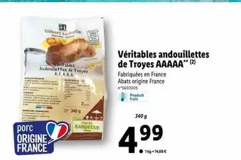 Lidl Véritable Andouillettes De Troyes Aaaaa offre