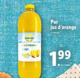 Lidl Pur Jus D'orange offre