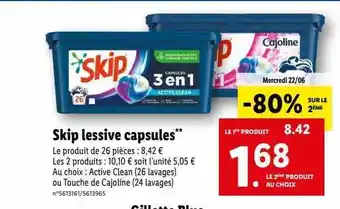 Lidl Skip Lessive Capsules offre