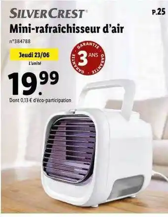 Lidl Mini-rafraîchisseur D'air SilverCrest offre