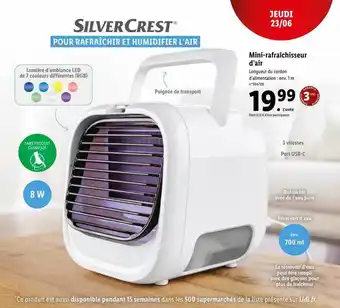 Lidl Mini-rafraîchisseur D'air SilveCrest offre