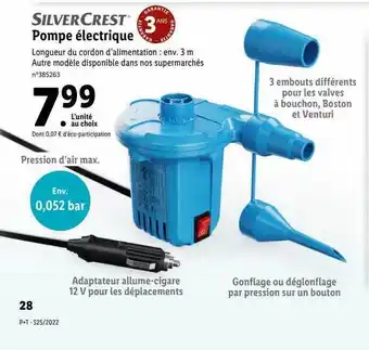 Lidl Pompe électrique SilverCrest offre