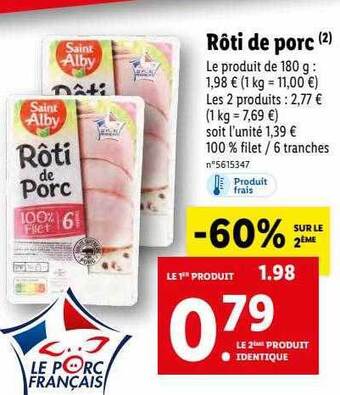 Lidl Rôti De Porc offre