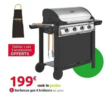Mr Bricolage Cook'in Garden Barbecue Gaz 4 Brûleurs offre