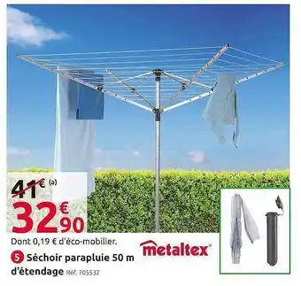 Mr Bricolage Séchoir Parapluie 50 M D'étendage Metaltex offre