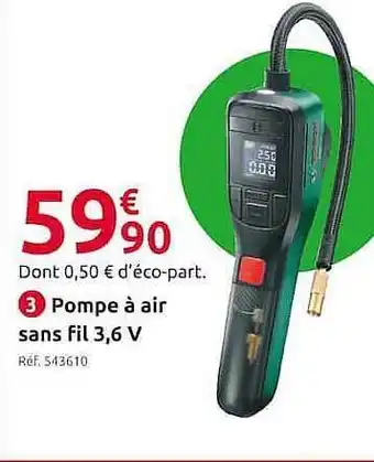 Mr Bricolage Pompe à Air Sans Fil 3,6 V offre