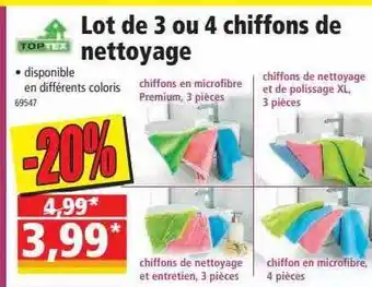Norma Toptex Lot De 3 Ou 4 Chiffons De Nettoyage offre