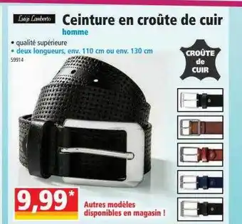 Norma Luigi Lamberto Ceinture En Croûte De Cuir Homme offre