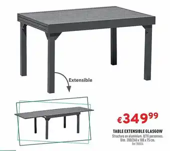 Trafic Table Extensible Glasgow offre