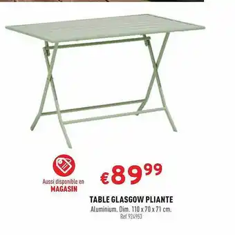 Trafic Table Glasgow Pliante offre