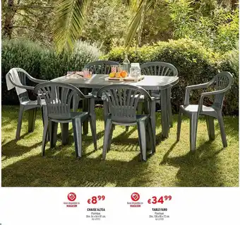 Trafic Chaise Altex, Table Faro offre