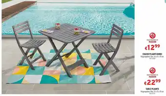 Trafic Chaise Pliante Birki, Table Pliante offre