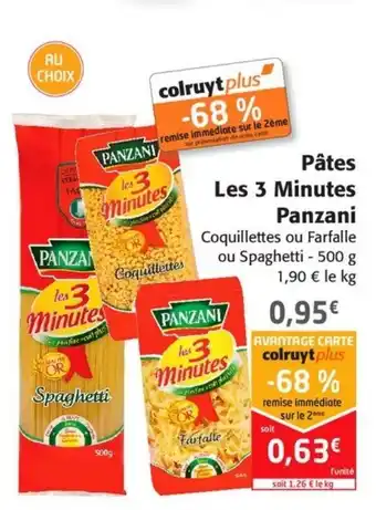Colruyt Pâtes Les 3 Minutes Panzani offre