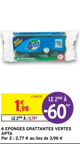 Intermarché Hyper APTA 6 eponges grattantes vertes offre