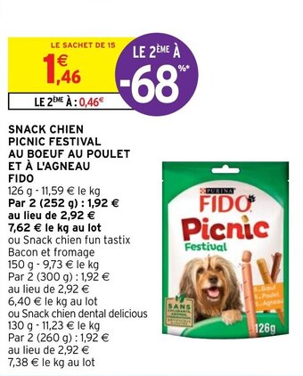 Intermarché Hyper FIDO snack chien picnic festival au boeuf au poulet et à l'agneau offre