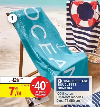 Intermarché Hyper DOMÉDIA drap de plage bouclette offre