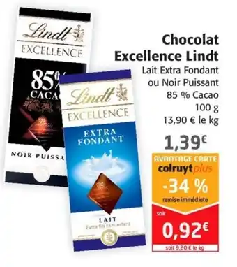 Colruyt Chocolat Excellence Lindt offre