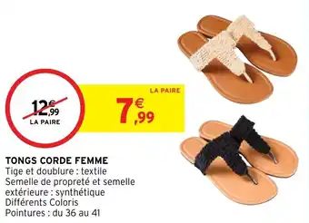 Intermarché Hyper Tongs corde femme offre