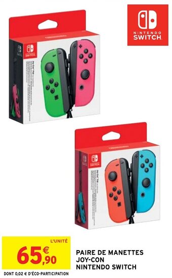Intermarché Hyper NINTENDO SWITCH paire de manettes joy-con offre
