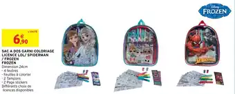 Intermarché Hyper FROZEN sac a dos garnie coloriage licence lol/spiderman/frozen offre