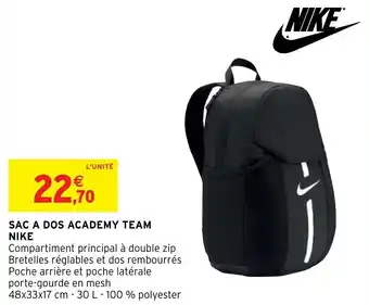 Intermarché Hyper NIKE sac a dos academy team offre