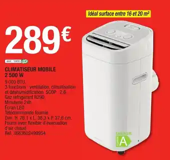 Brico Dépôt Climatiseur mobile 2500 W offre